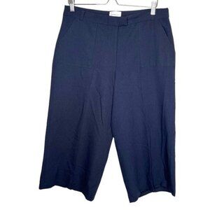 AnotherEight london navy blue high waisted wide leg dress pants capris size 14